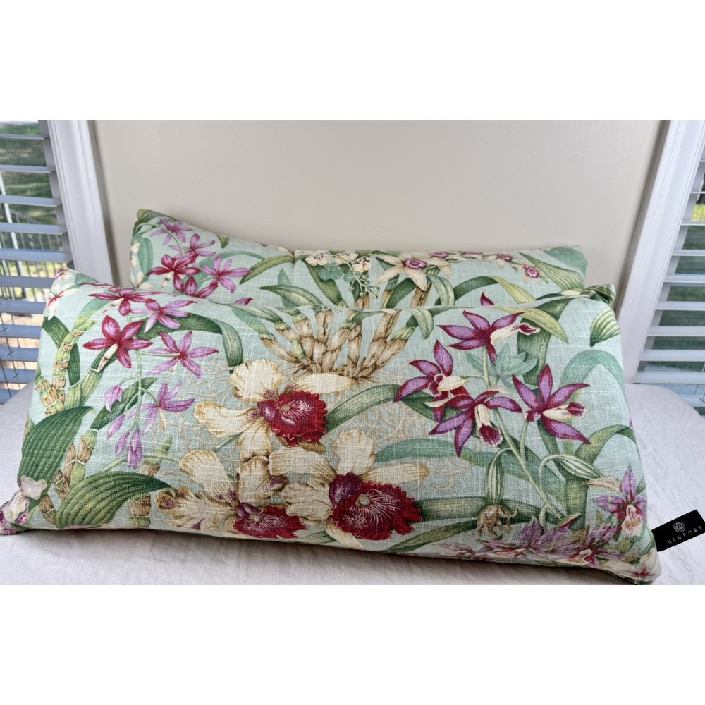 Newport Layton Home Fashions Tropical Orchid Floral Lumbar Pillows Set 2 Beach